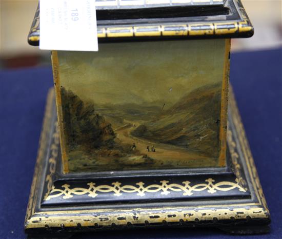 A rare Victorian painted and gilt Welsh slate casket, width 8in. depth 7in. height 8.5in.